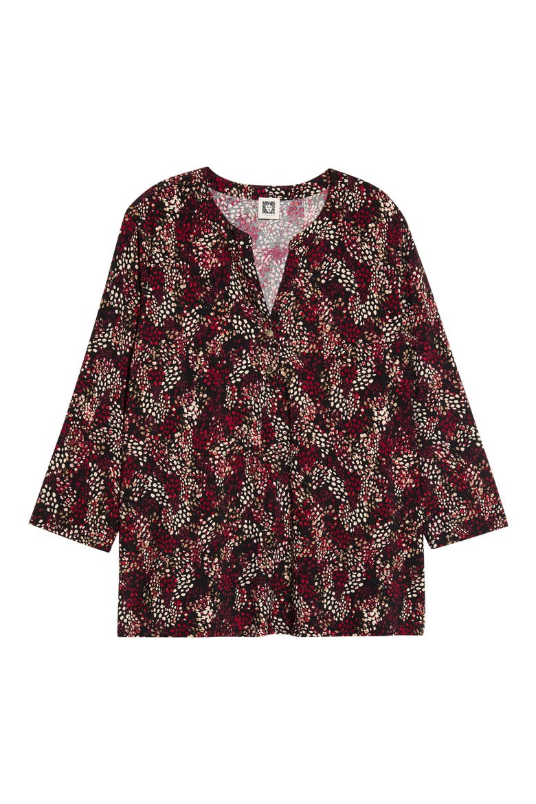 Print Henley Top, Alternate, color, ANNE BLACK MULTI