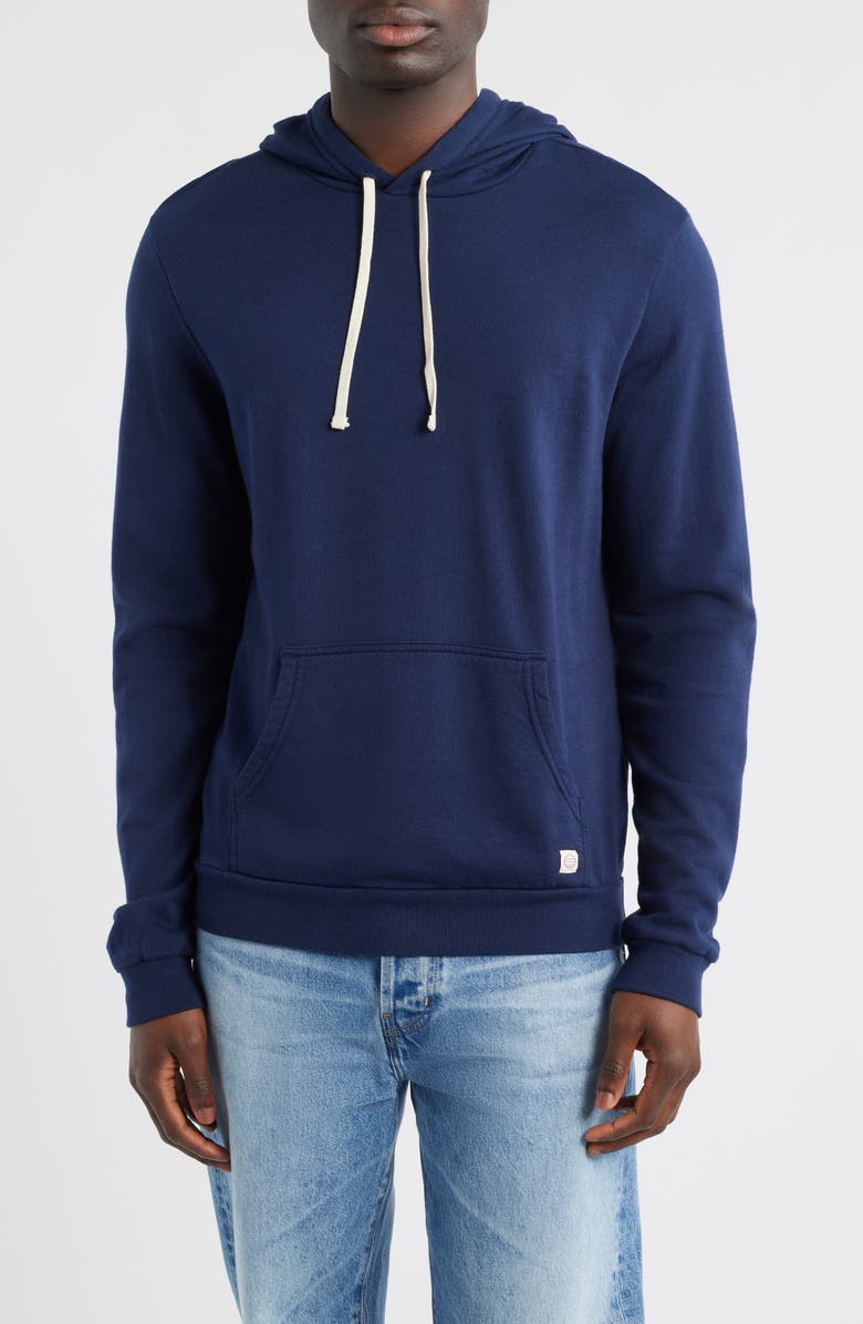 Marine Layer Cotton Blend French Terry Pullover Hoodie, Main, color, True Navy