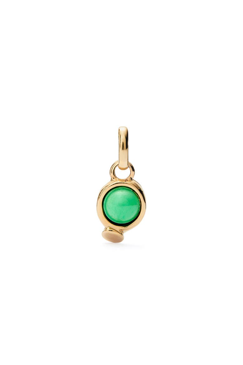Charm with Green Stone, Alternate, color, Gold