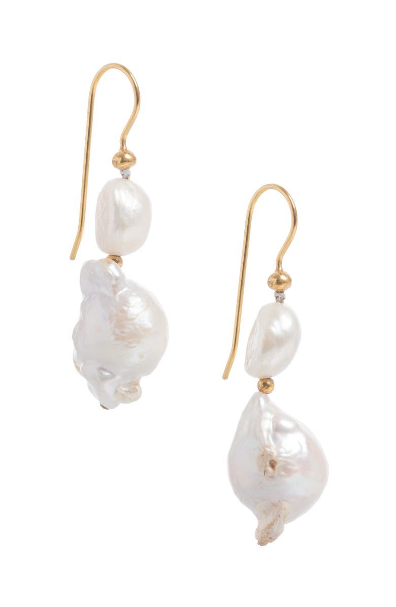 Freya Rose Baroque Pearl Mid Drops, Main, color, Gold