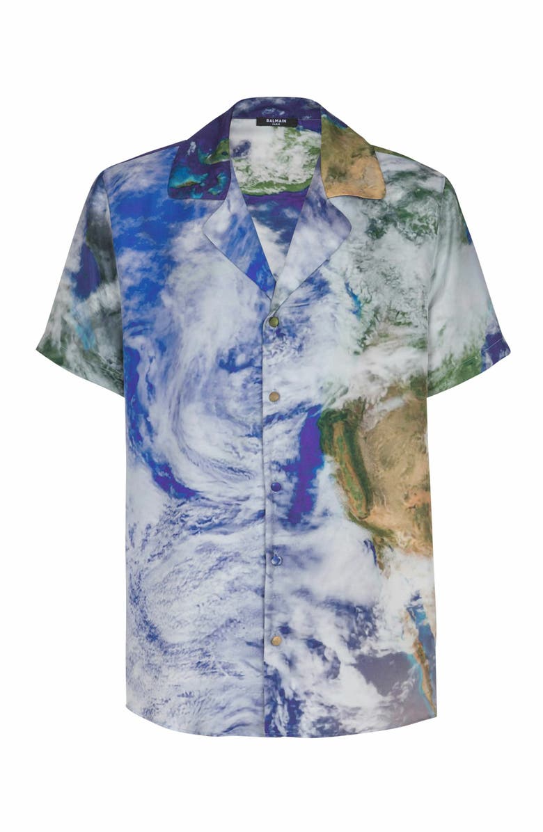 Balmain Pyjama Shirt With Earth Print, Main, color, Multicolor