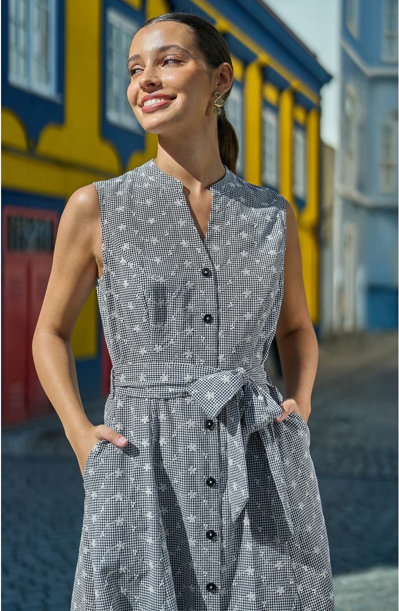 Yumi Broderie Embroidered Shirt Dress, Alternate, color, Black