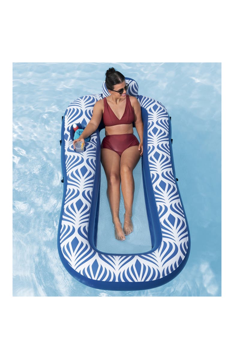 H2OGO! Comfort Plush Shaded Pool Lounge Float, Alternate, color, Multicolored