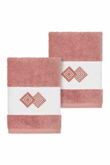 Linum Home Textiles Noah Embellished Washcloth - Set of 2 - Tea Rose