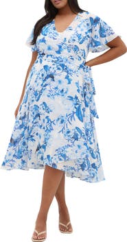 City Chic Floral Print Wrap Dress