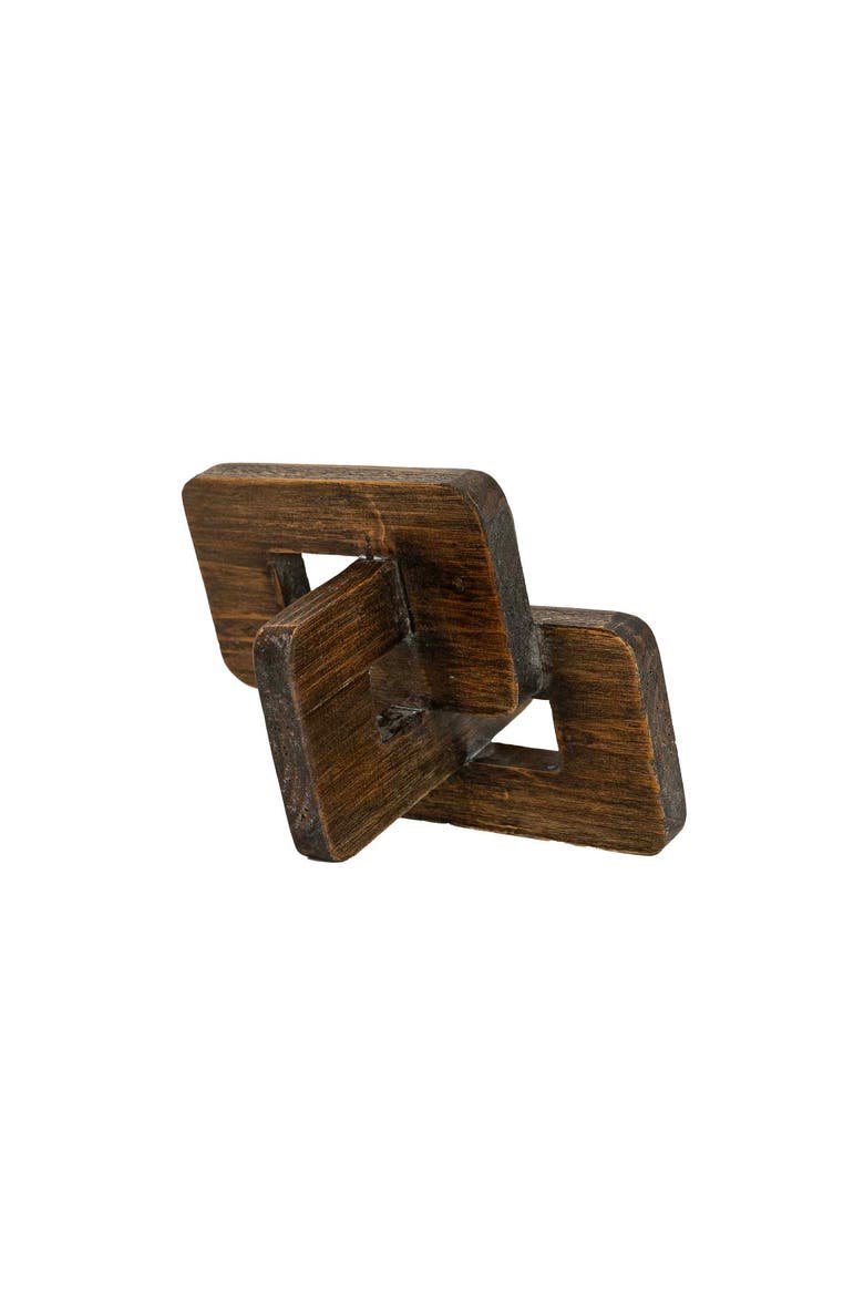 Linked Rectangle Decorative Chain Accent Wood, Main, color, Brown