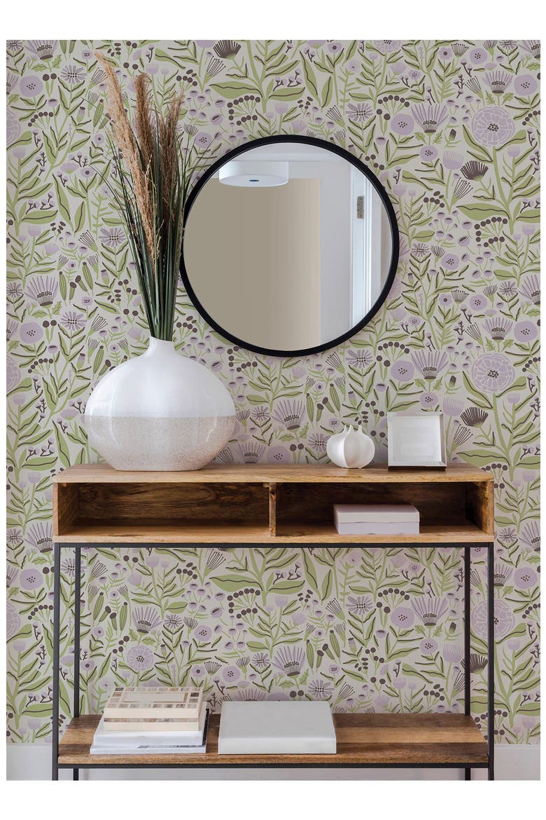 Marigold Forest Peel & Stick Wallpaper, Alternate, color, PURPLE
