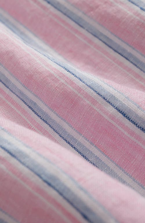 Brooks Brothers Stripe Linen Camp Shirt In Pink Arch Ivy Stripe