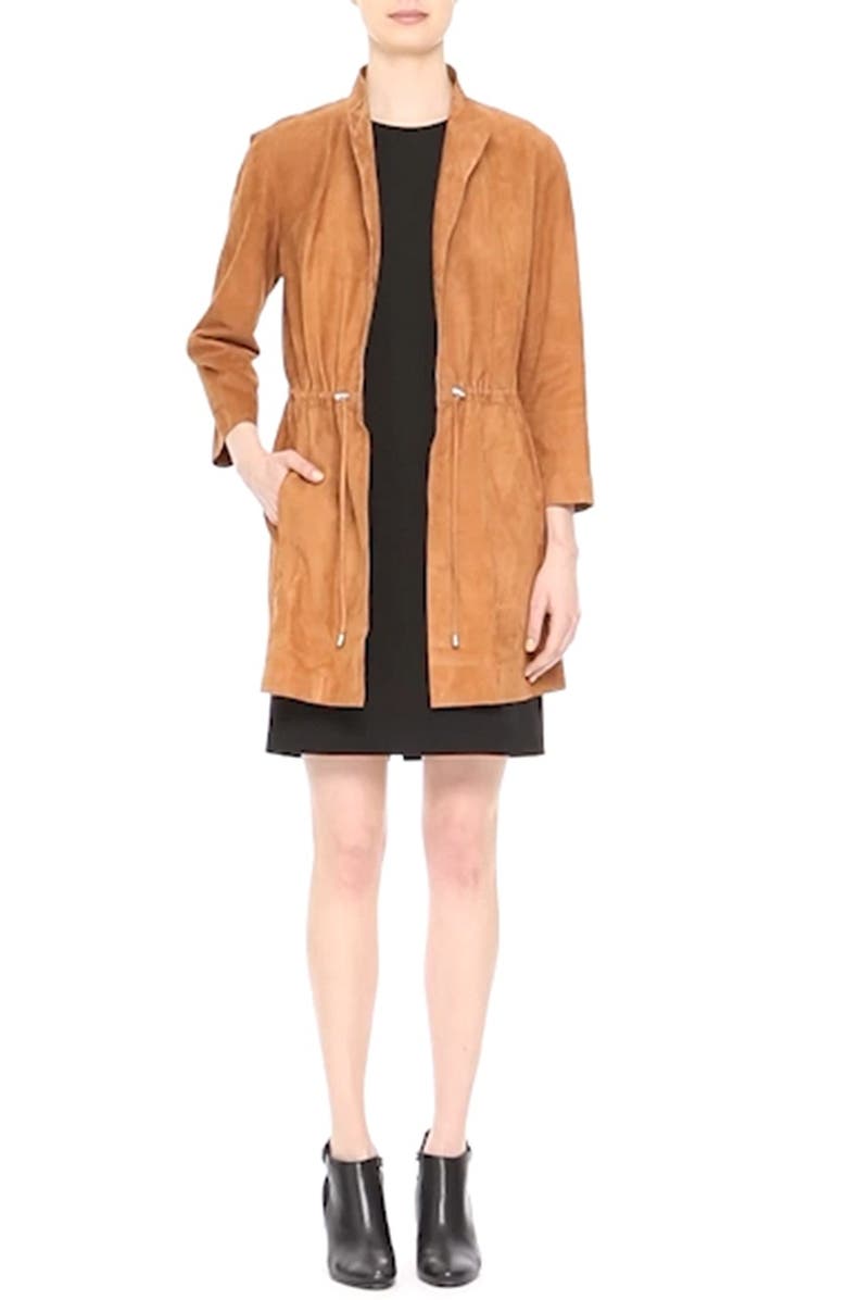 Lafayette 148 New York Vangeline Suede Tie Waist Coat, Alternate, color,