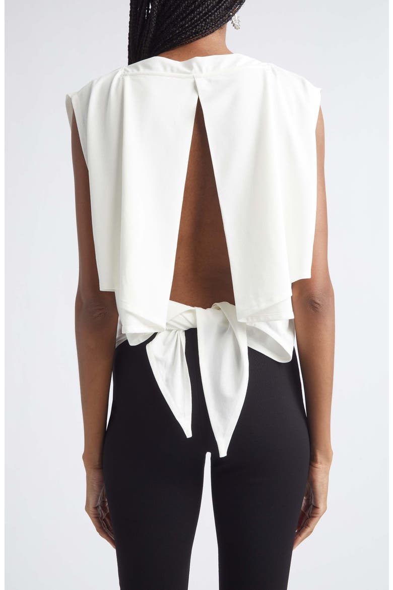 Le Moisson Draped Paper Jersey Apron Top, Alternate, color, WHITE