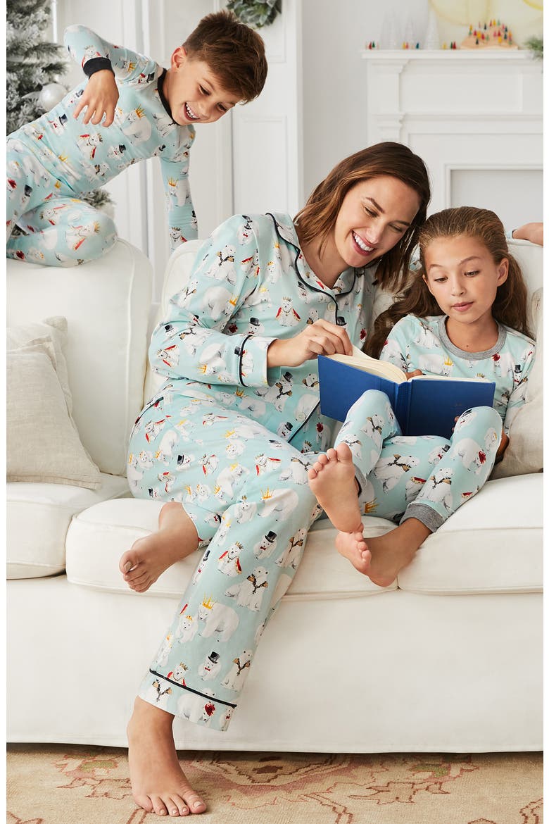 Long Sleeve Print Pajamas, Alternate, color, ARCTIC ARISTOCRATS