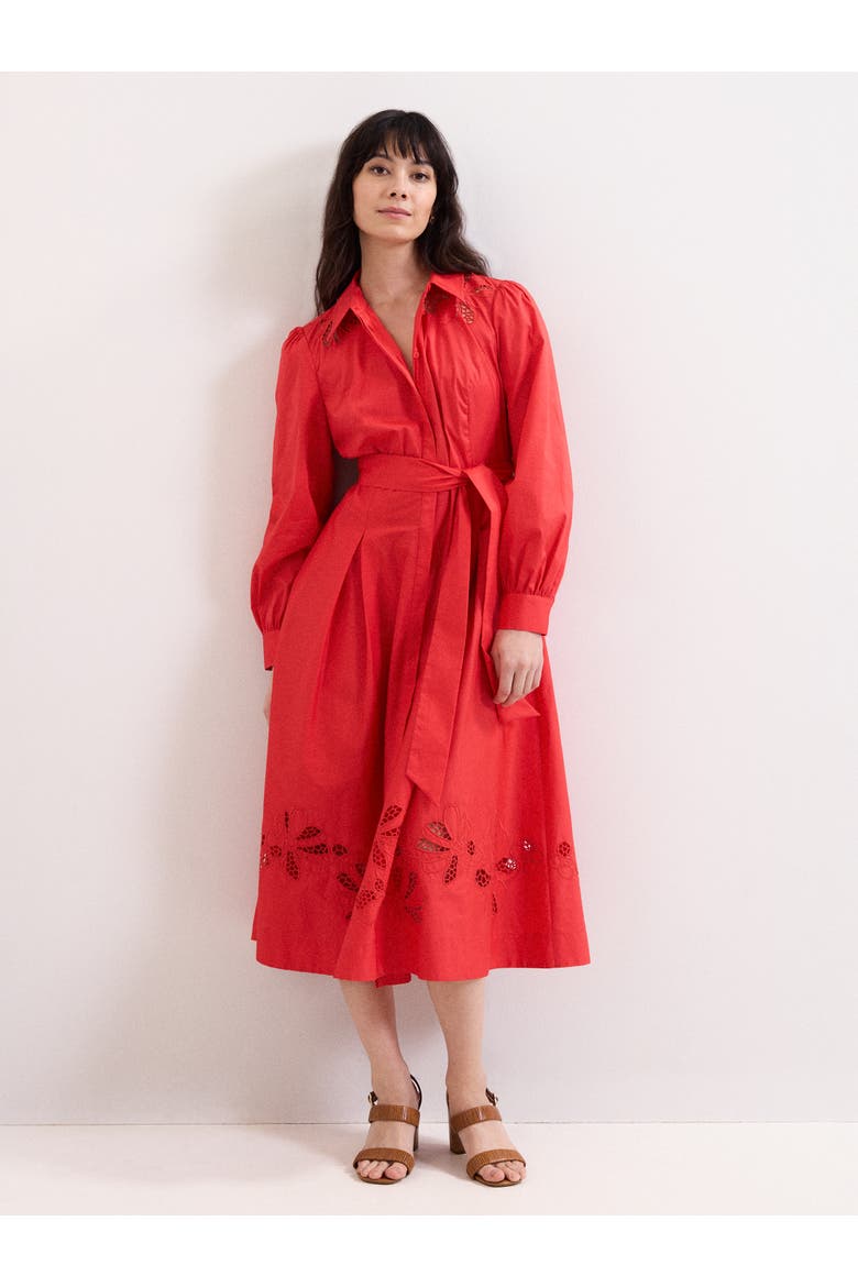 Kim Cutwork Hem Midi Dress, Main, color, Red