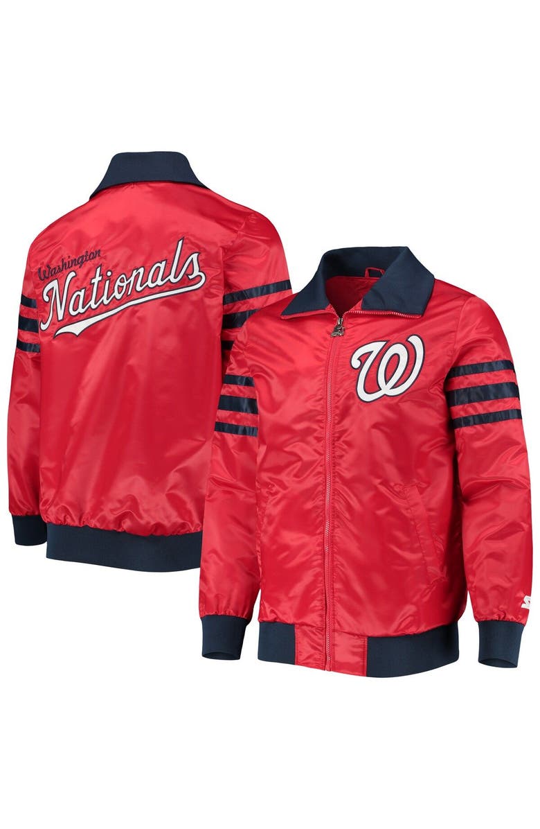 STARTER Men's Starter Red Washington Nationals The Captain II Full-Zip Varsity Jacket, Main, color, 