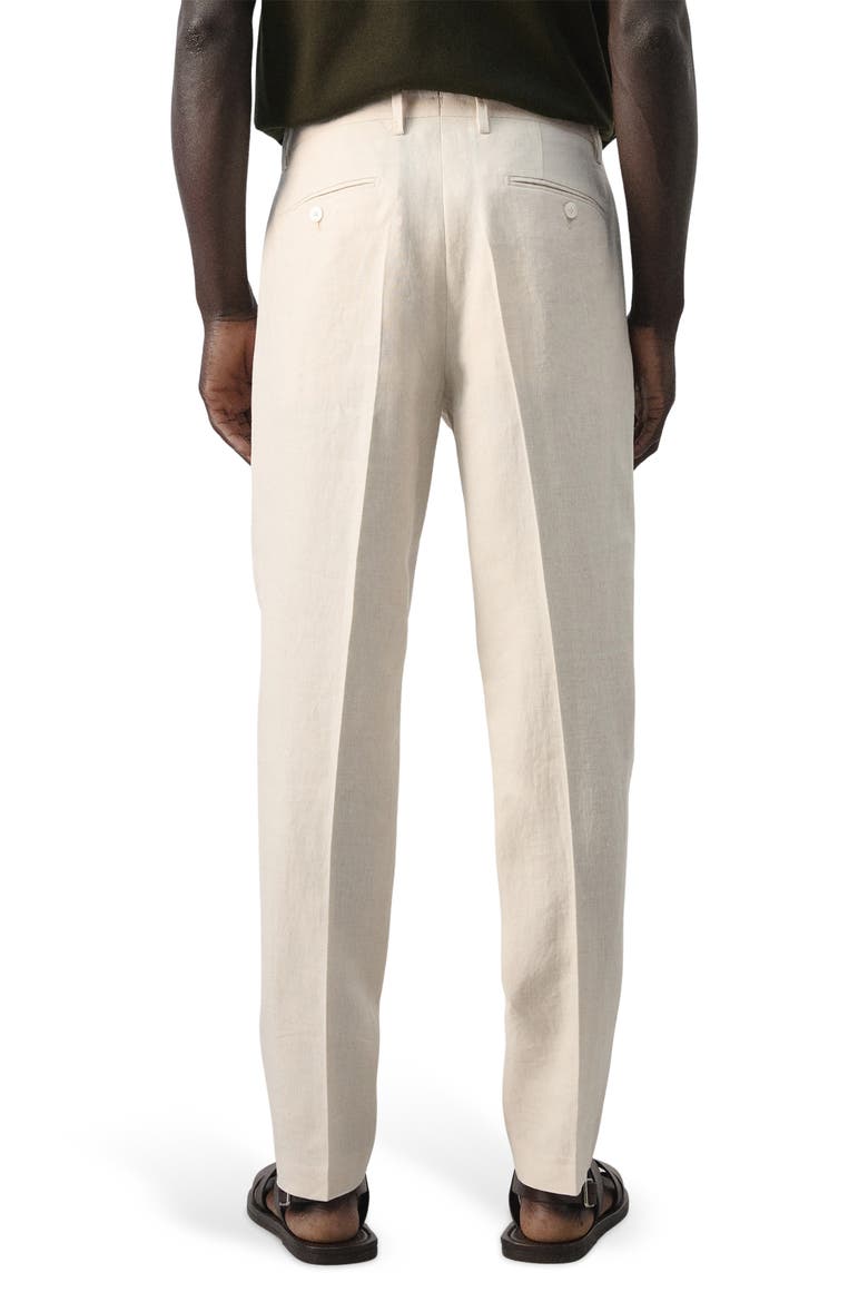 Amalfi Slim Fit Flat Front Tan Linen Suit Pants, Alternate, color, ECRU