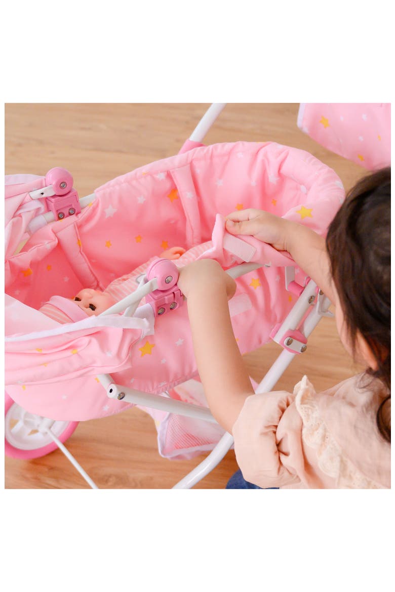 Olivia's Little World Twinkle Stars Princess Deluxe Doll Stroller, Alternate, color, PINK