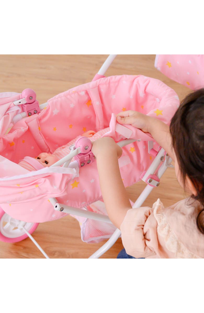 Teamson Kids Olivia's Little World Twinkle Stars Princess Deluxe Doll Stroller, Alternate, color, Pink