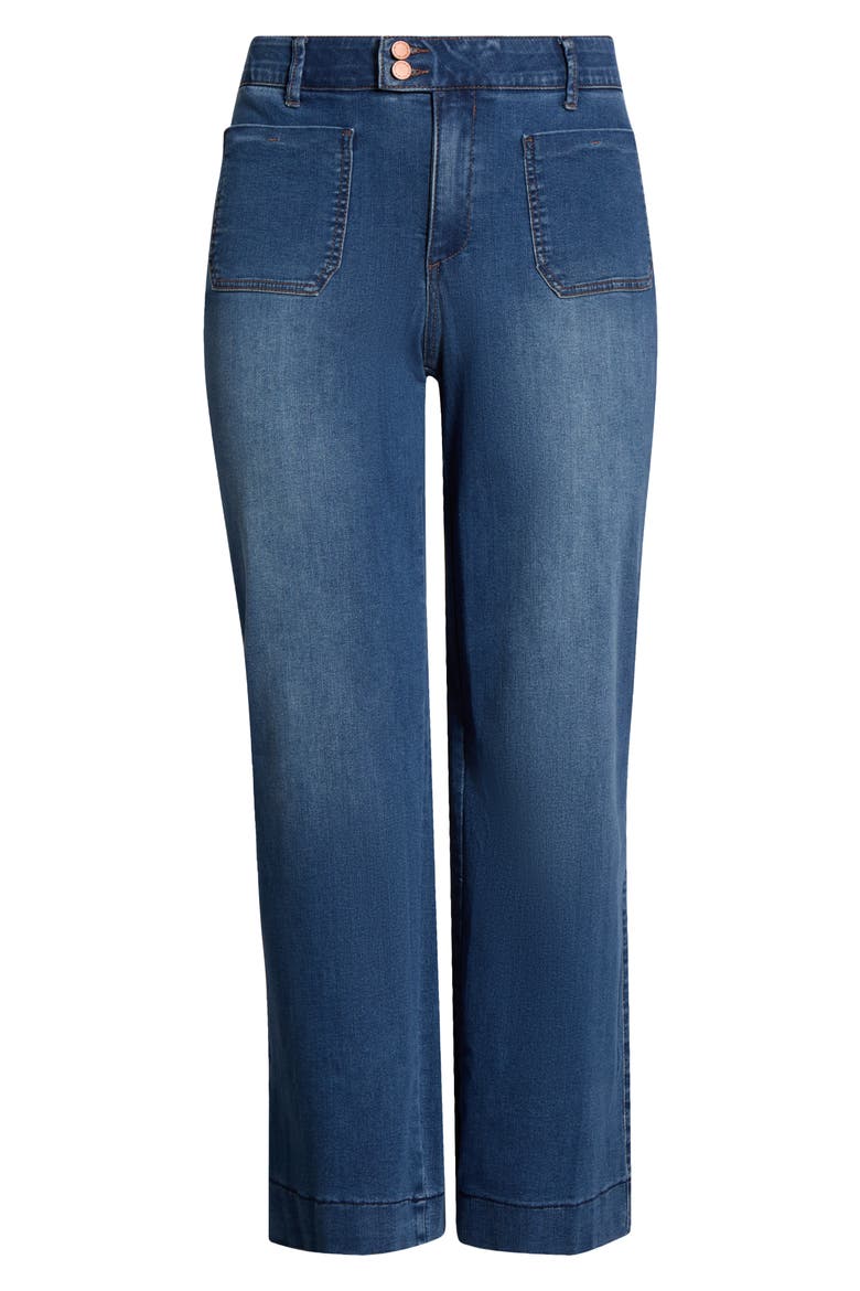 Patch Pocket High Waist Wide Leg Jeans, Alternate, color, BLUE