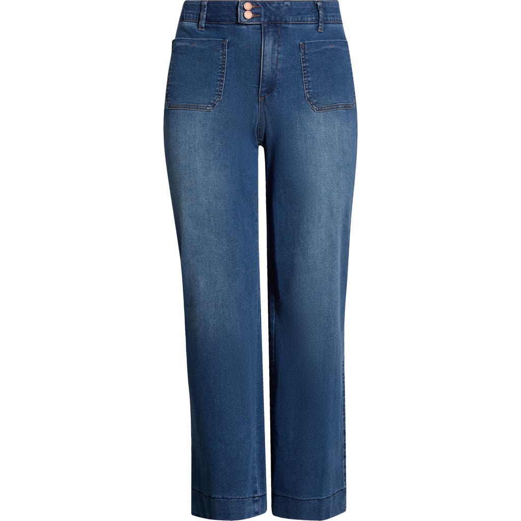 Wit & Wisdom Patch Pocket High Waist Wide Leg Jeans In Blue