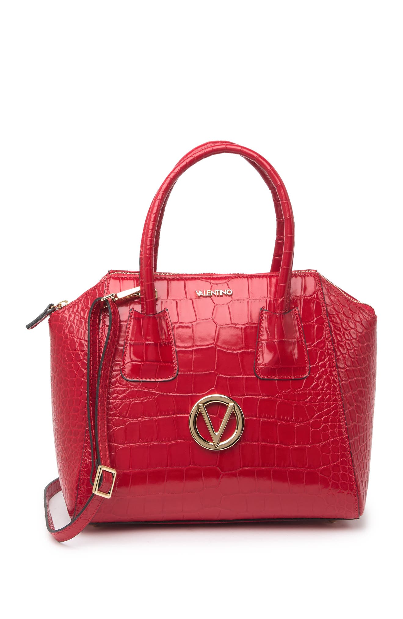 VALENTINO BY MARIO VALENTINO Minimi Croc Embossed Leather Convertible ...