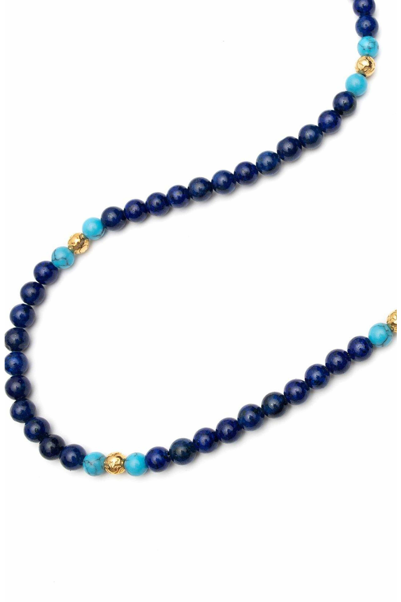 Stone Beaded Necklace, Main, color, Blue Lapis / Turquoise / Gold
