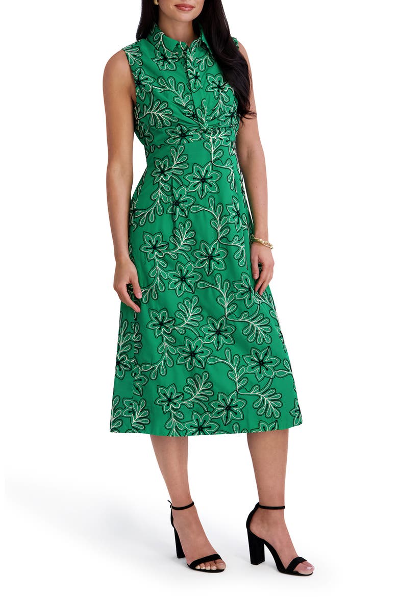 Embroidered Sleeveless Dress, Alternate, color, GREEN MULT