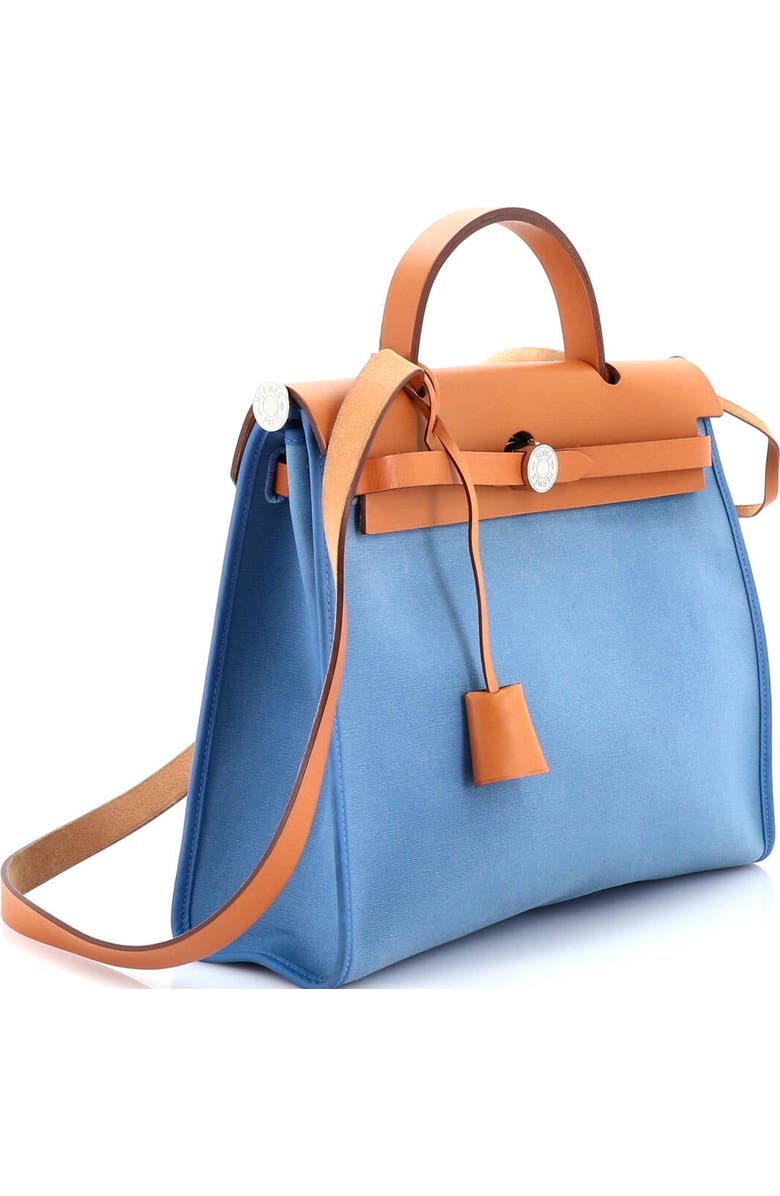 Pre-Owned Hermes Herbag Zip Leather and Toile 31, Alternate, color, Azur