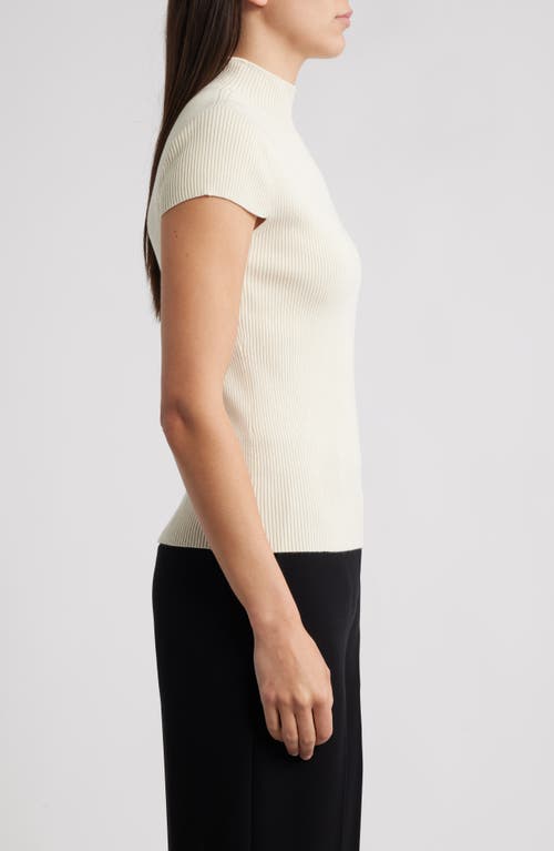 Elie Tahari The Ramona Rib Mock Neck Top In White