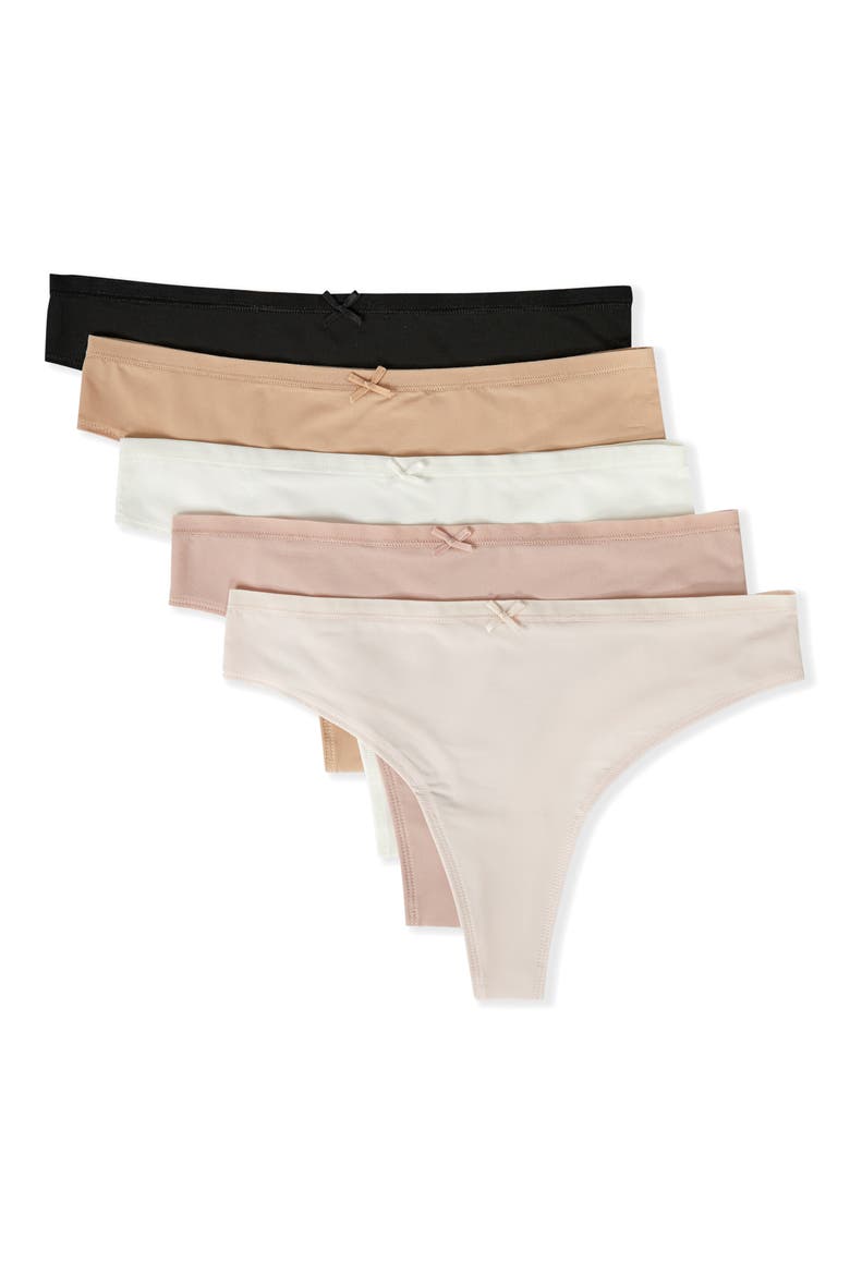 Jack Set of 5 Microfiber Thongs, Main, color, MULTICOLOR