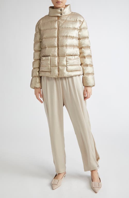 Herno Metallic Down Puffer Jacket In Gold