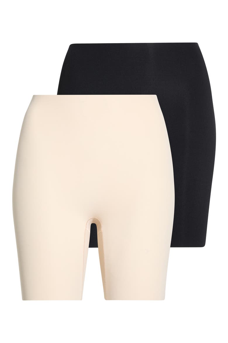 Pack of 2 Assorted Invisible Edge Slip Shorts, Main, color, BLACK- BEIGE SMOKE