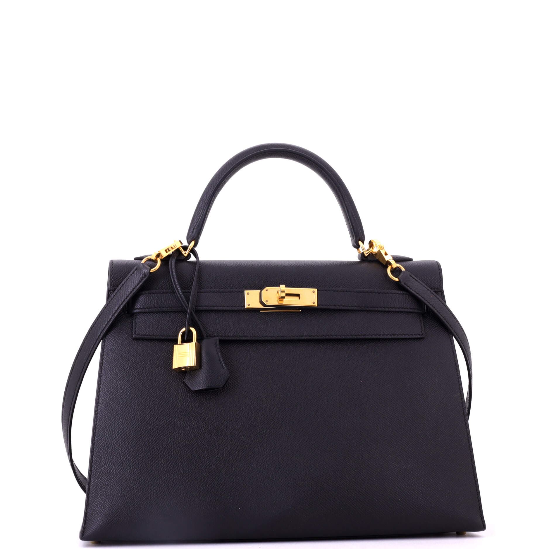 Pre-Owned Hermes Kelly Handbag Black Epsom with Gold Hardware 32, Alternate, color, Noir