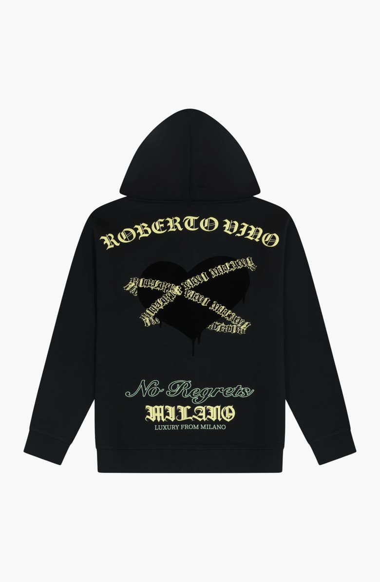 Roberto Vino The Heart Preimum Blend Zip Hoodie, Alternate, color, Black