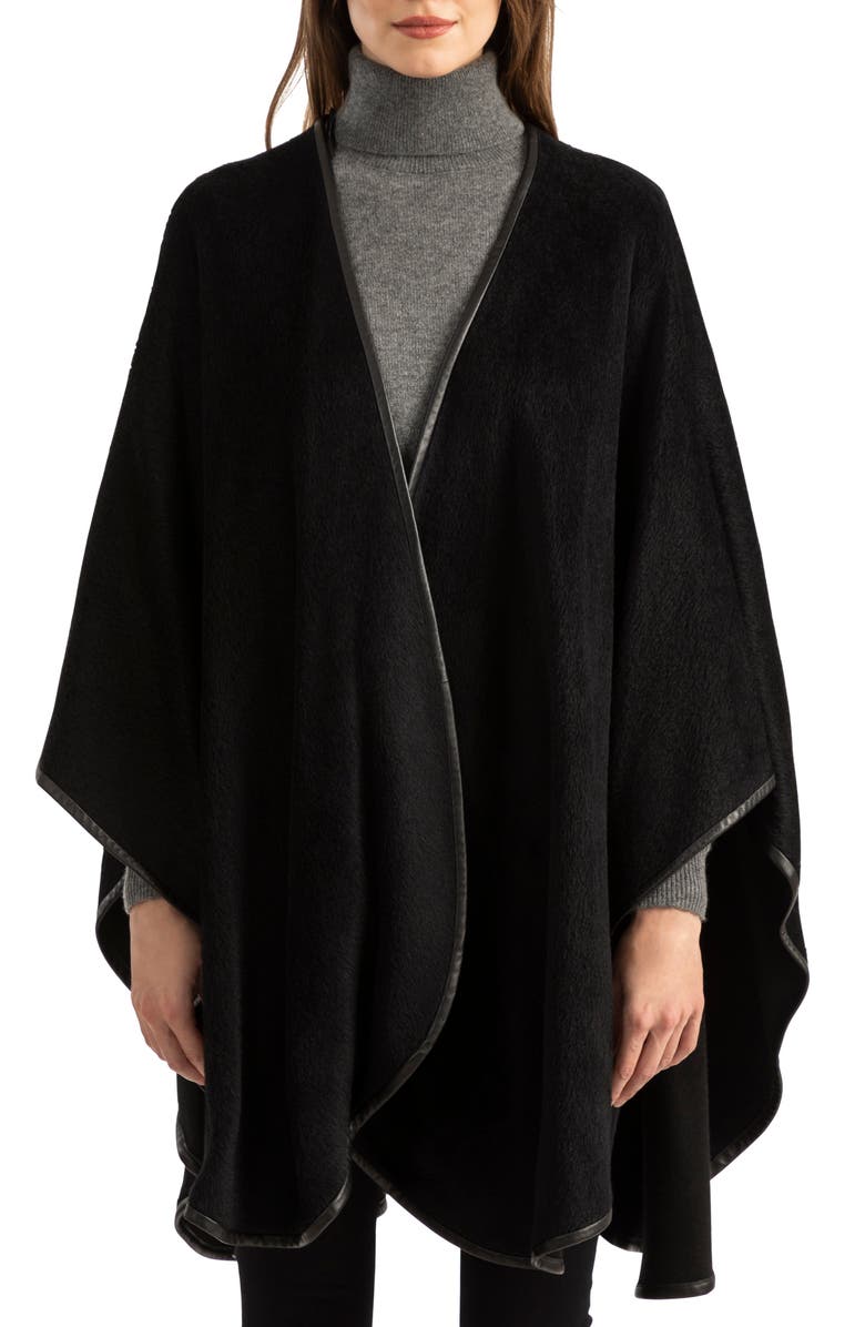 Sofia Cashmere Leather Trim Alpaca Blend Wrap, Main, color,