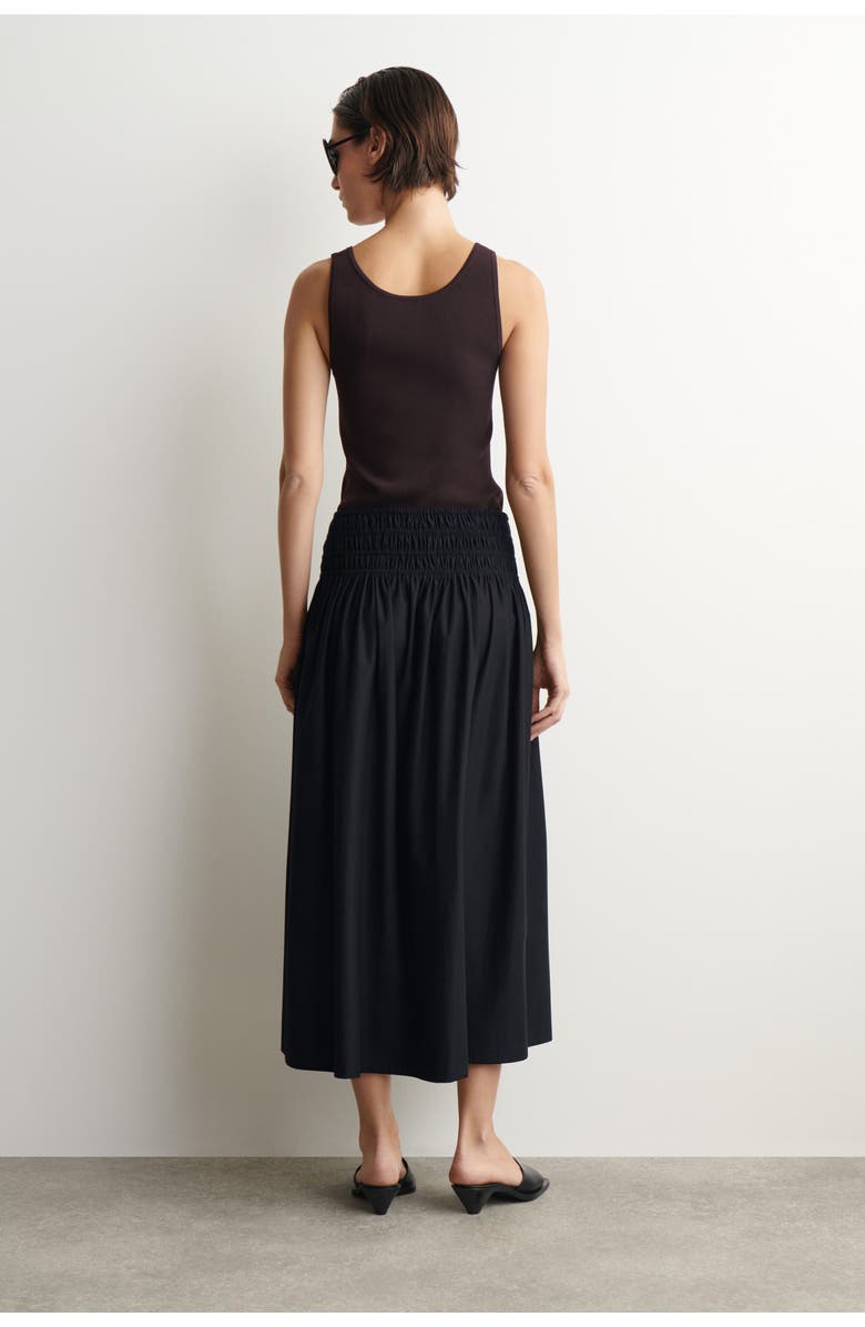 COS Ruched-waist Midi Skirt, Alternate, color, Black