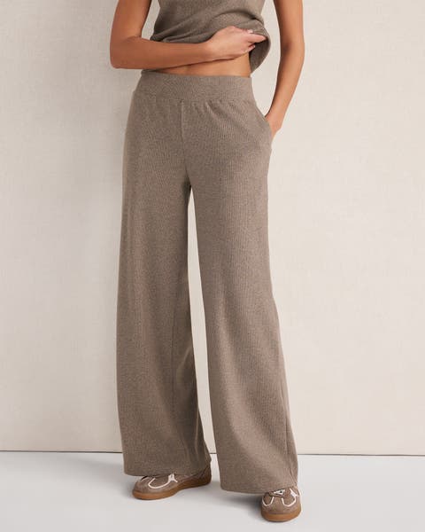 Organic Cotton Rib Knit Wide Leg Pants
