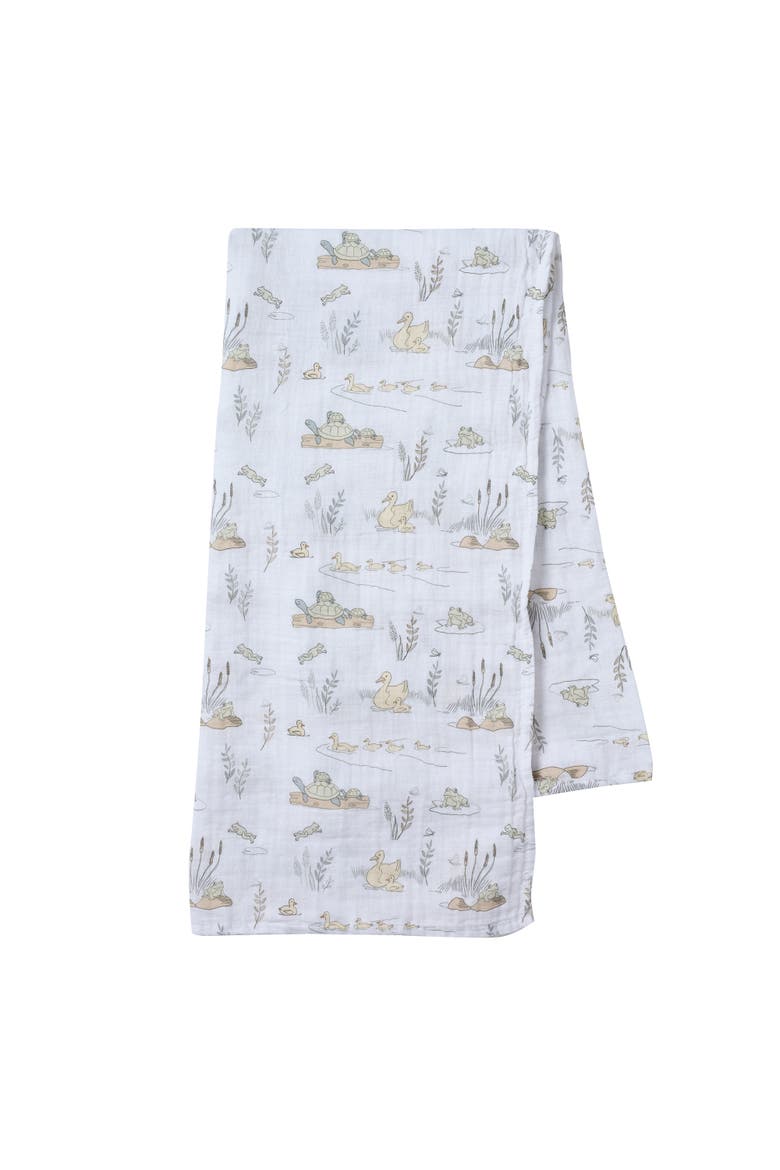 Froggy Cotton Muslin Swaddle Blanket w/ Lovey Baby Gift Set, Alternate, color, White