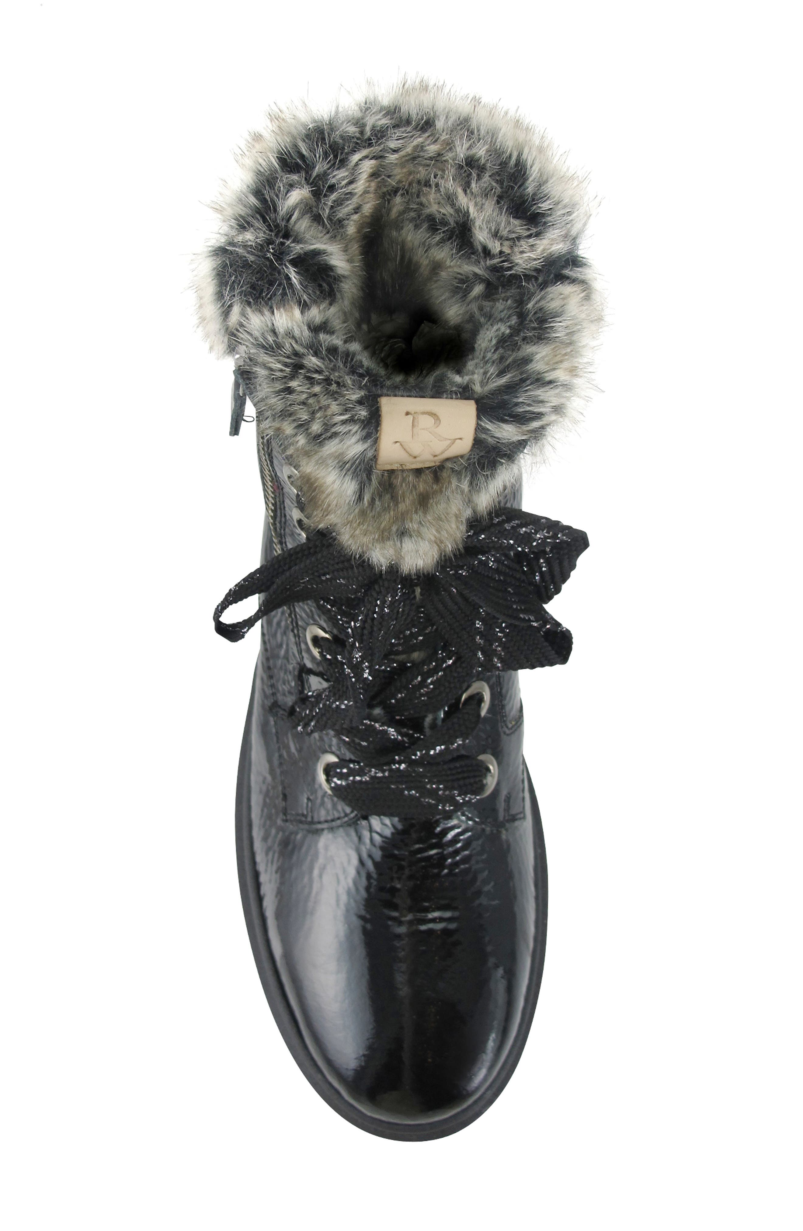 Isla Waterproof Crinkled Boot with Faux Fur Lining, Alternate, color, ONYX