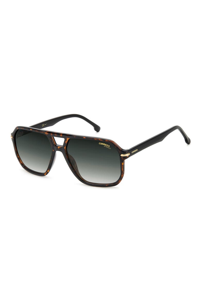 59mm Rectangular Sunglasses, Alternate, color, HAVANA/ GREEN SHADED