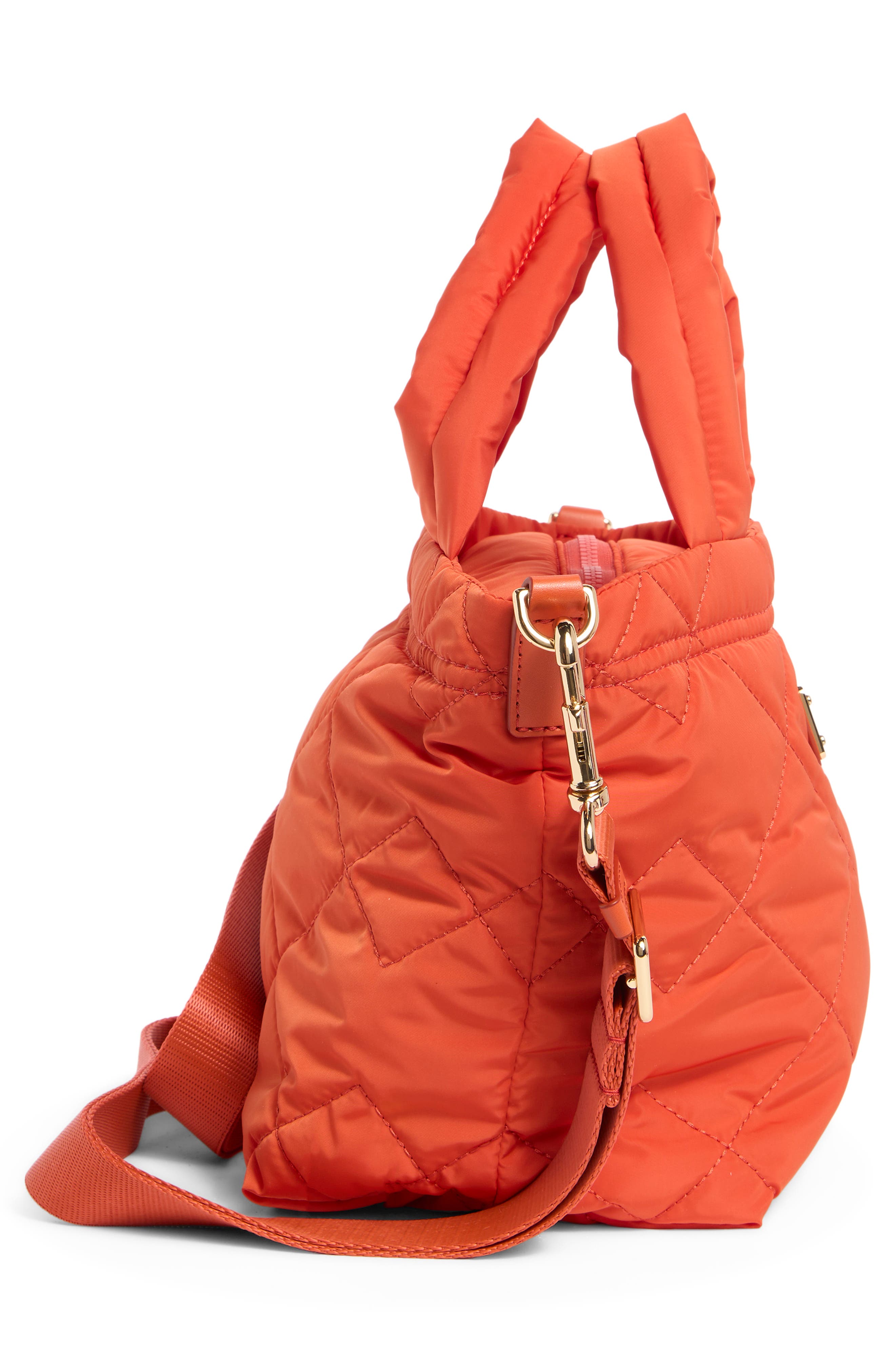 Mini Quilted Nylon Tote, Alternate, color, SUNSET