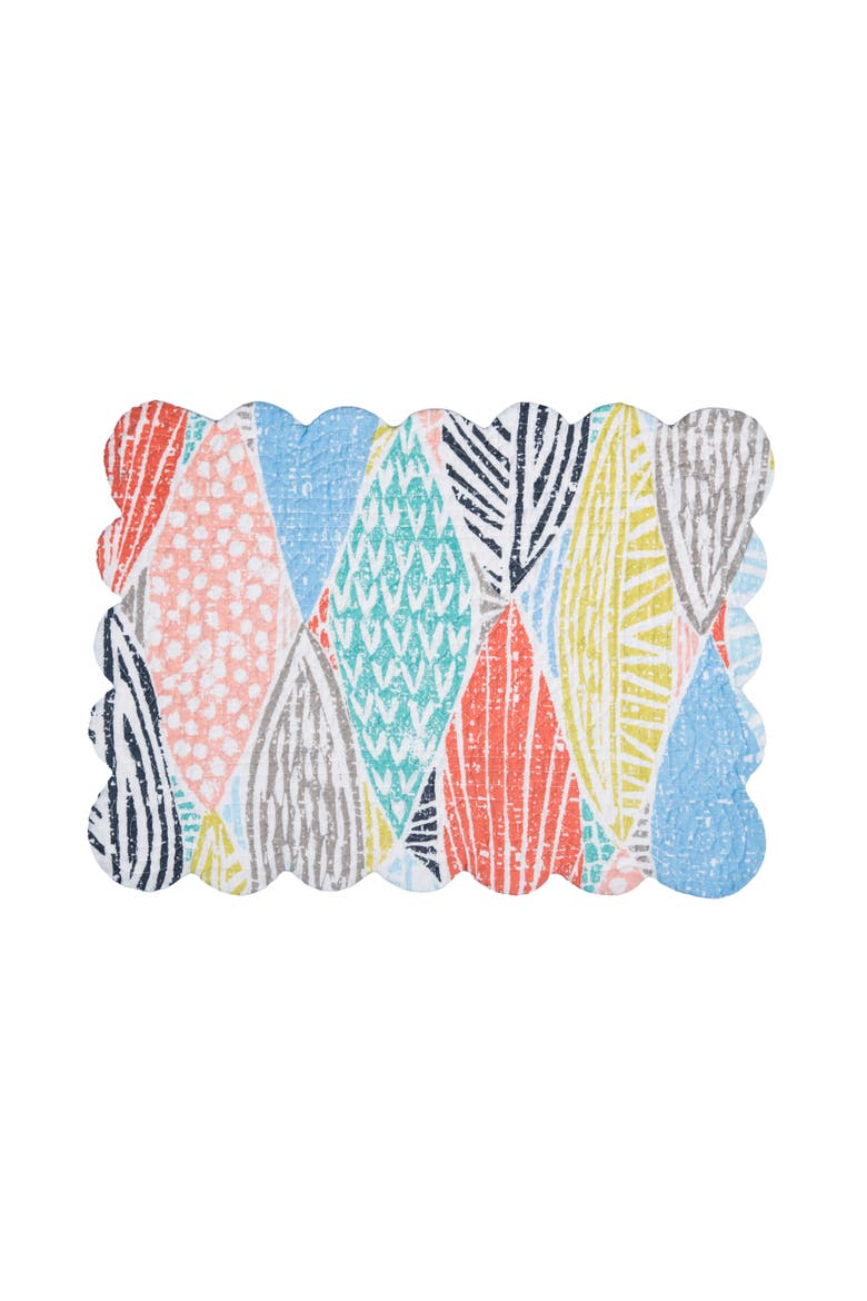 Surfside Sound Scalloped Placemats Set of 6 Nautical Design Beach, 13" x 19", Alternate, color, Blue