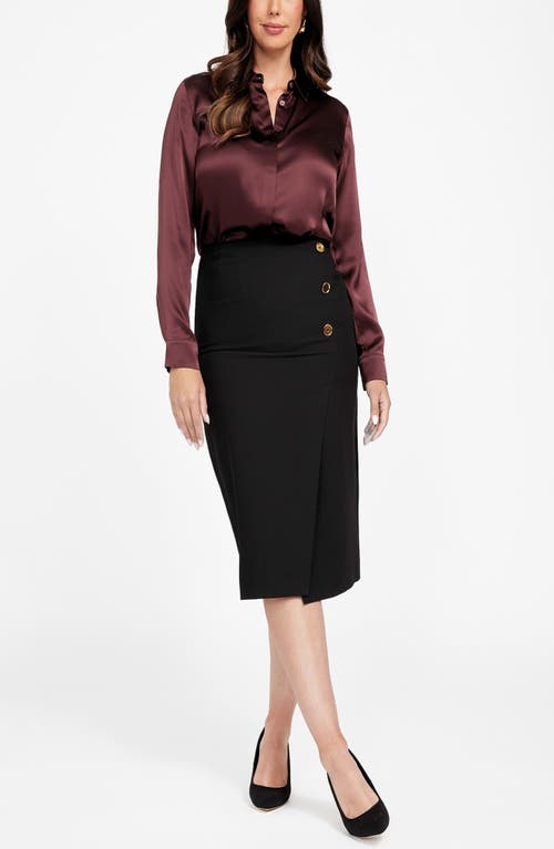 Marciano Dalia Button Detail Midi Skirt In Black