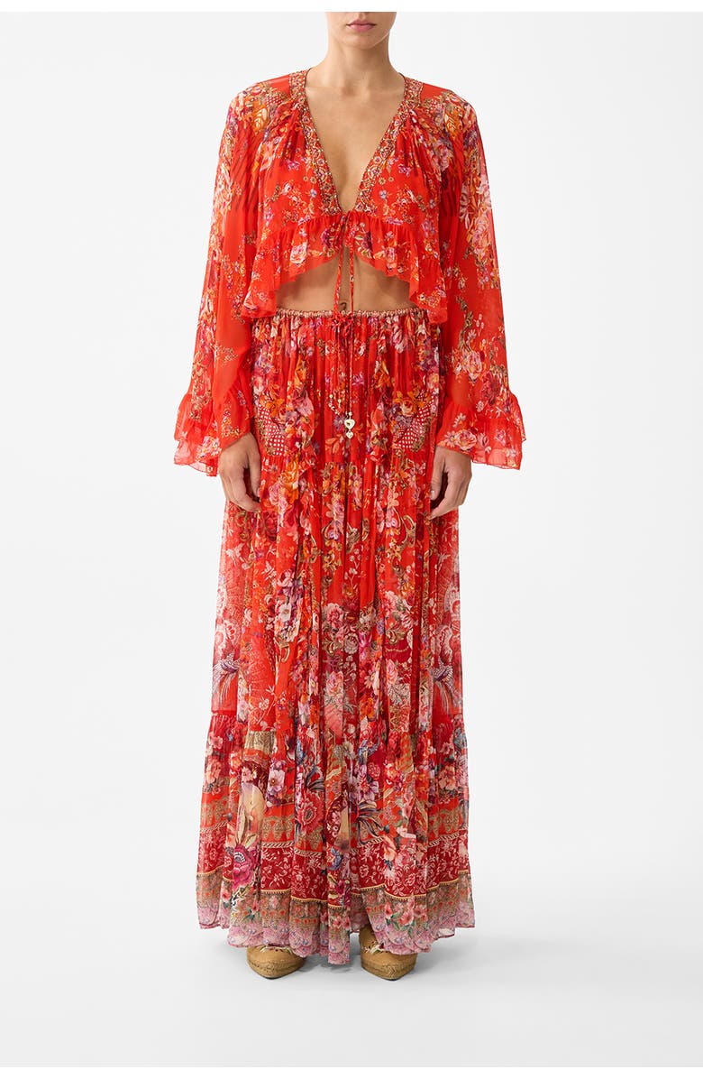 Camilla Tiered Skirt With Ruffle Detail, Main, color, Olé Olé