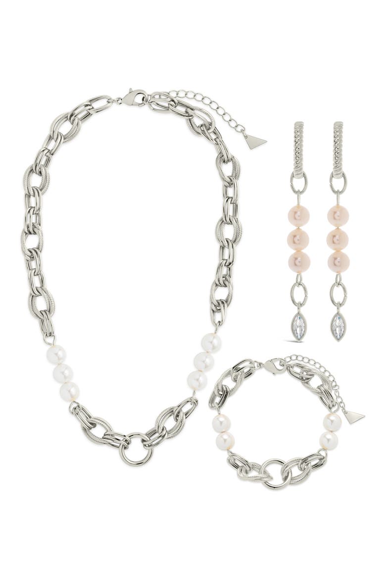 Ivanna Earrings, Bracelet & Necklace Set, Main, color, SILVER