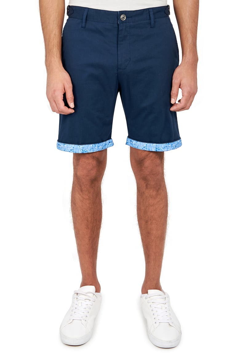 Slim Fit Solid Flat Front Shorts, Main, color, NAVY