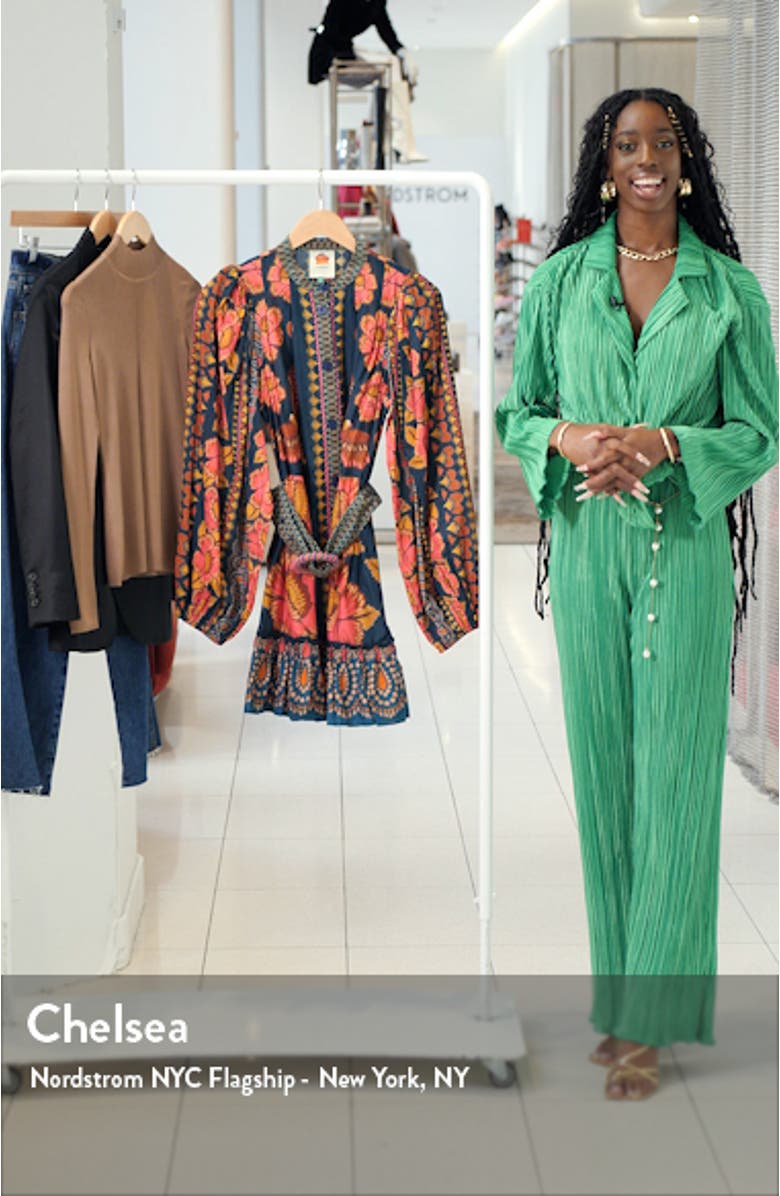 Ainika Floral Belted Long Sleeve Cotton Shirtdress, sales video thumbnail