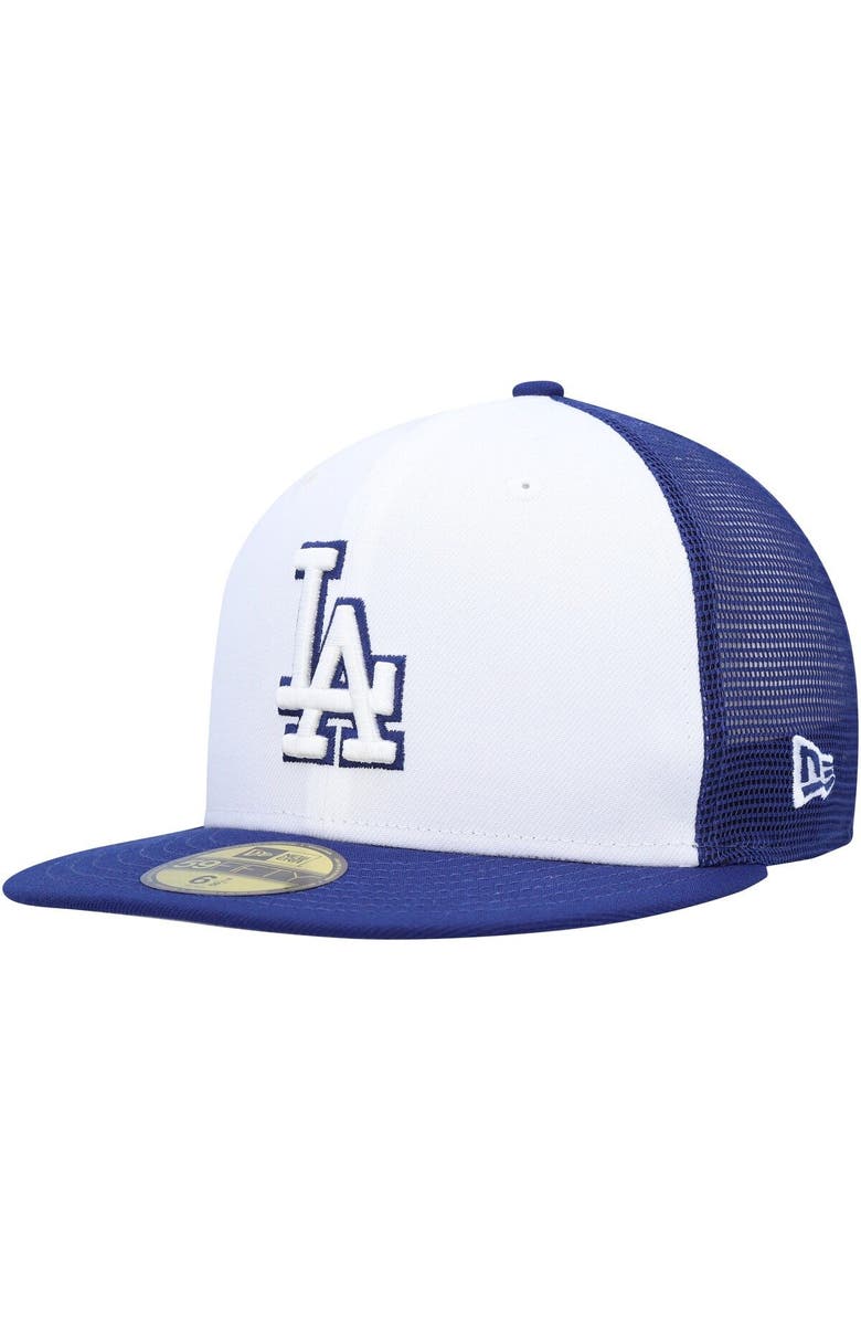 New Era Men's New Era White/Royal Los Angeles Dodgers 2023 On-Field Batting Practice 59FIFTY Fitted Hat, Main, color, White