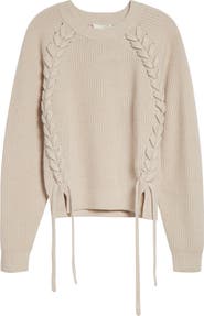 Isabel Marant Tulliam Lace-Up Detail Merino Wool & Cashmere Blend Crewneck Sweater