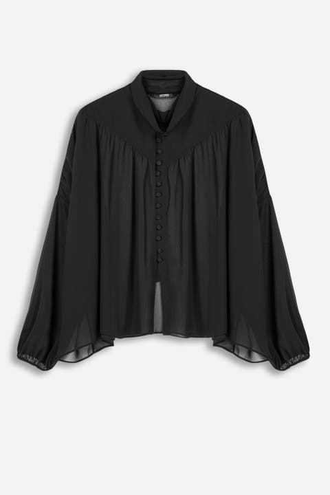 Gathered Sheer Blouse