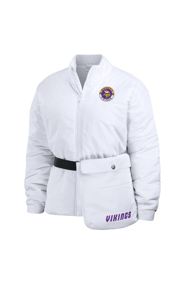 WEAR by Erin Andrews Women's WEAR by Erin Andrews  White Minnesota Vikings Packaway Full-Zip Puffer Jacket, Alternate, color, White