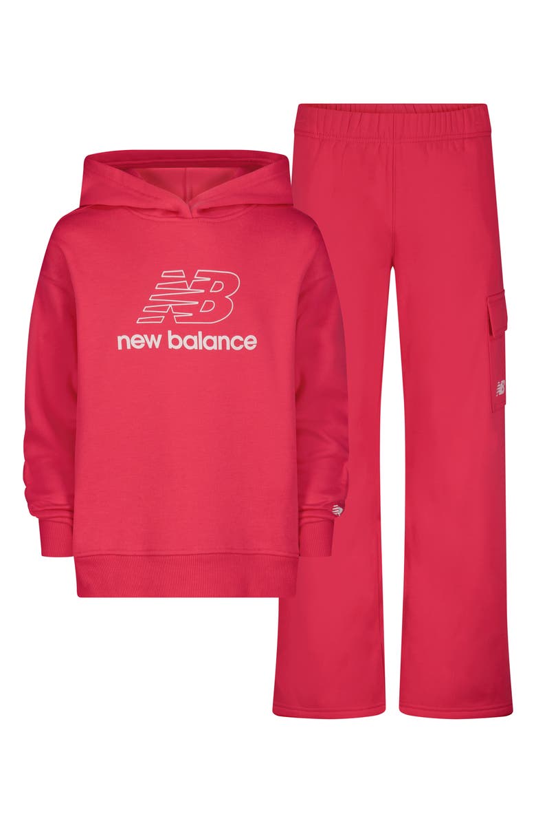 New Balance Kids' Logo Pullover Hoodie & Flare Leggings Set, Main, color,